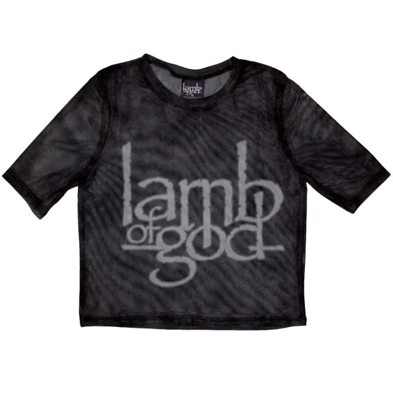 Lamb Of God Ladies Mesh Crop Top: Logo Black T-Shirt