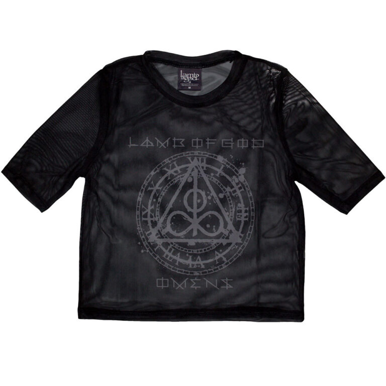 Lamb Of God Ladies Mesh Crop Top: Omens Clock Black T-Shirt