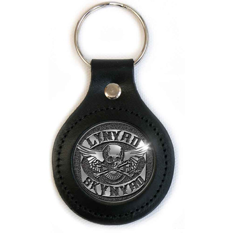 Lynyrd Skynyrd Leather Biker Logo Leather Fob Keychain