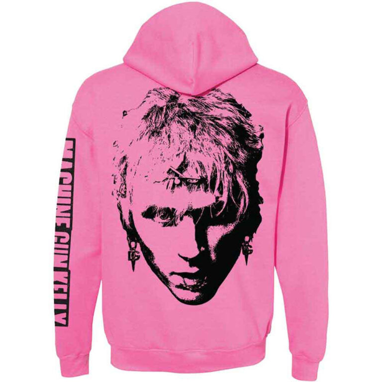 Machine Gun Kelly Pink Face (Pink) (Back & Sleeve Print) Pullover Hoodie