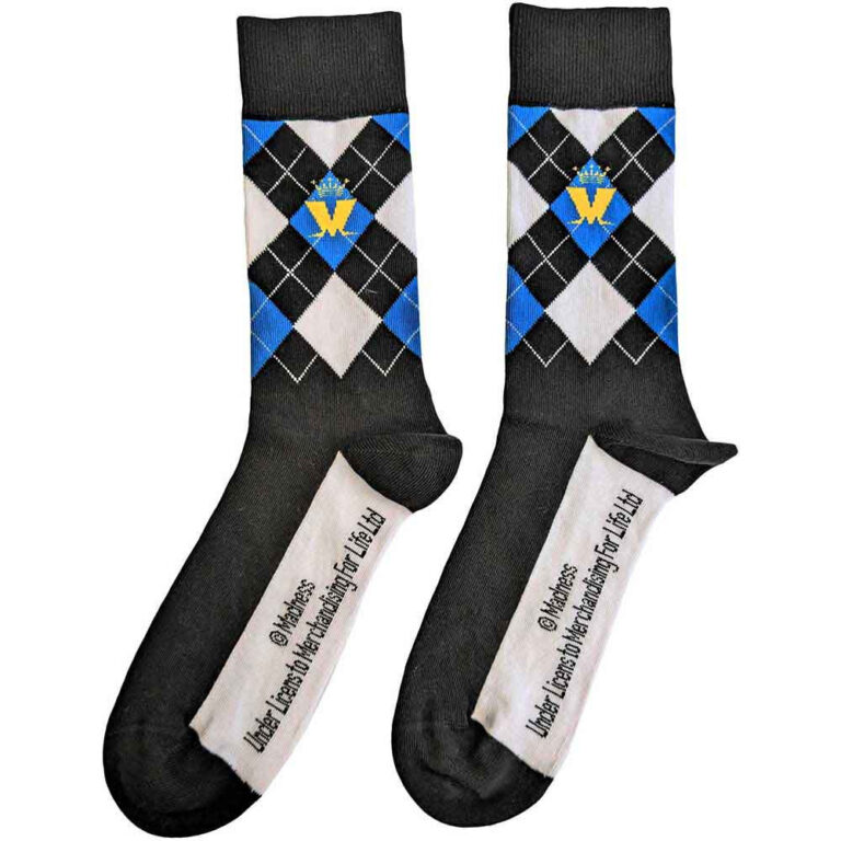 Madness Crown & M Blue Diamond (Black) (UK Size 7 – 11) Socks