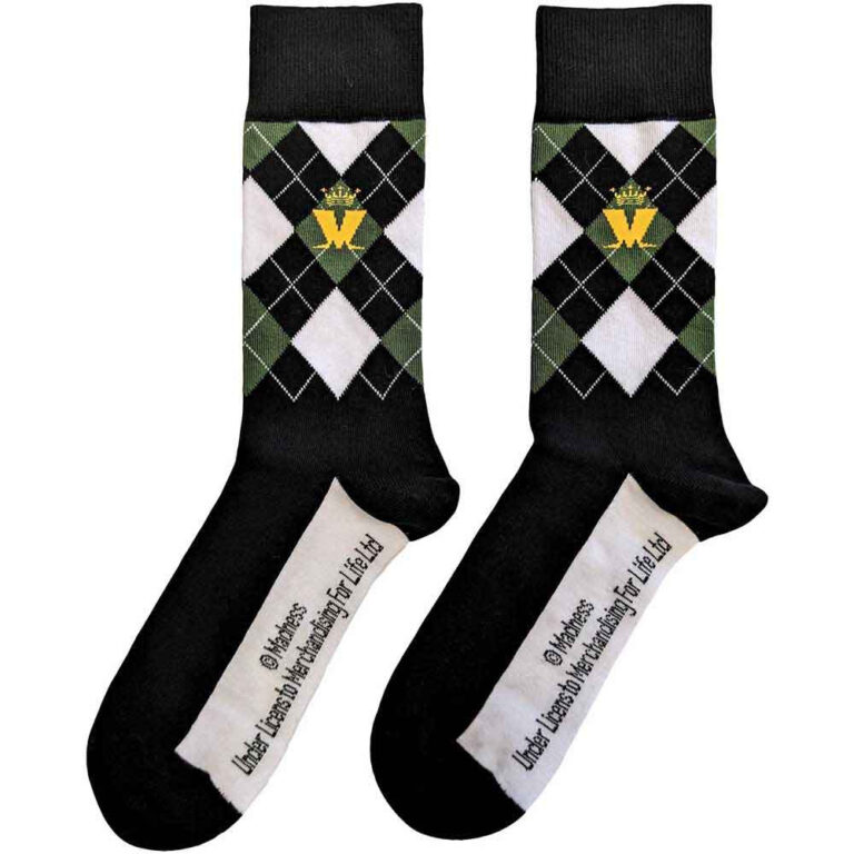 Madness Crown & M Green Diamond (Black) (UK Size 7 – 11) Socks