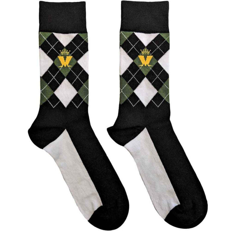 Madness Crown & M Green Diamond (Black) (UK Size 7 – 11) Socks