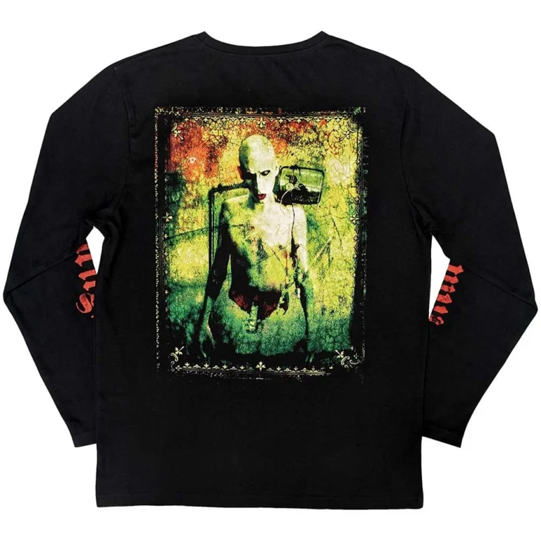 Marilyn Manson Death (Black) (Back & Sleeve Print) Long Sleeve T-Shirt