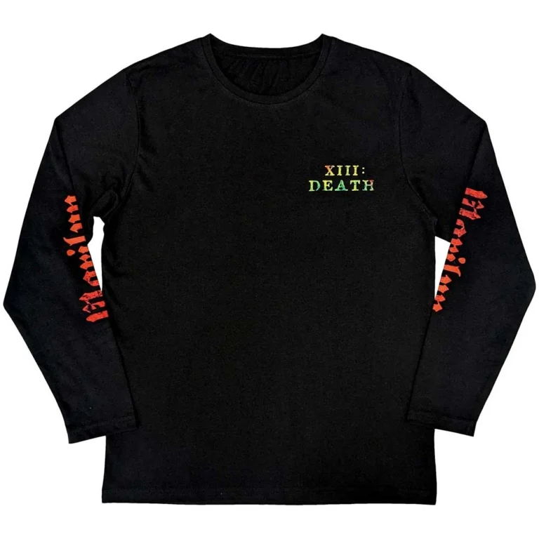 Marilyn Manson Death (Black) (Back & Sleeve Print) Long Sleeve T-Shirt