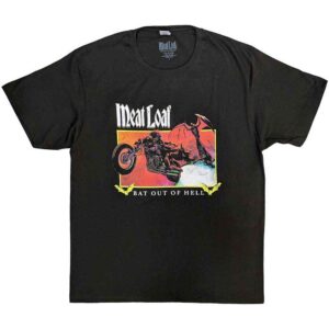 Meat Loaf Bat Out Of Hell Rectangle Charcoal Grey T-Shirt