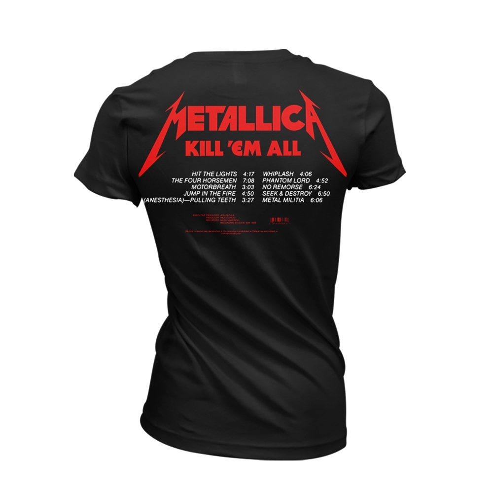 Metallica - Kill 'em All Tracks (black) Front / Back Print Ladies T-Shirt - Image 2