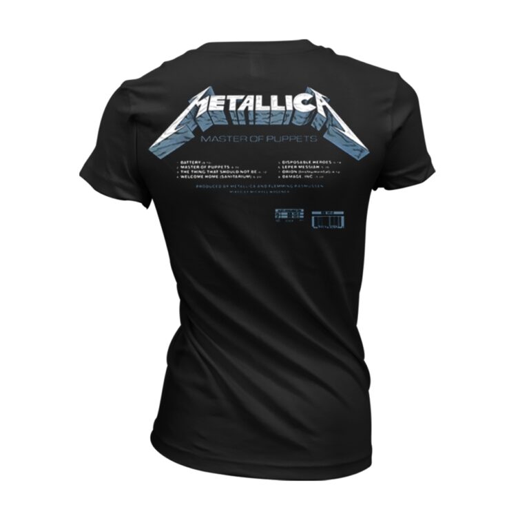 Metallica – Master Of Puppets Tracks (black) Front / Back Print Ladies T-Shirt
