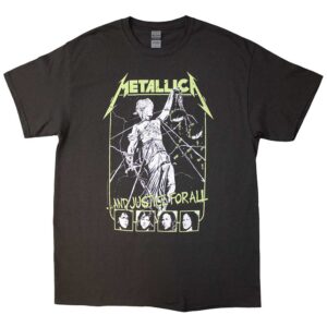 Metallica Justice Faces Charcoal Grey T-Shirt