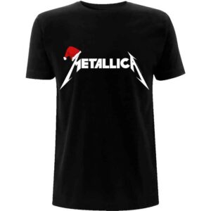 Metallica Santa Hat Logo Black T-Shirt