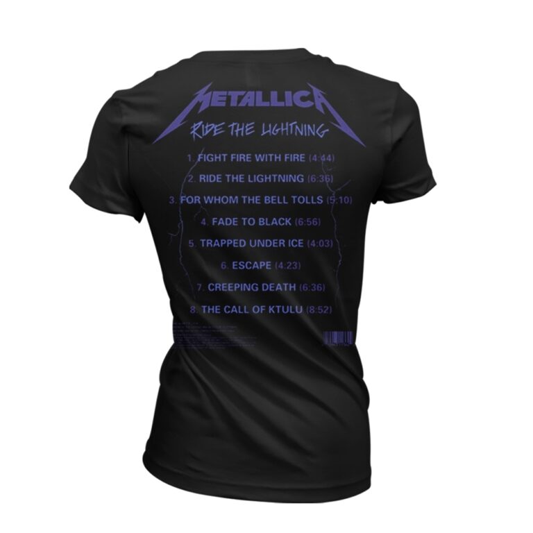 Metallica – Ride The Lightning Tracks (black) Front / Back Print Ladies T-Shirt