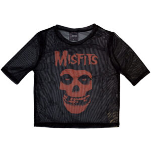 Misfits Orange Logo & Skull Black Mesh Ladies Crop Top