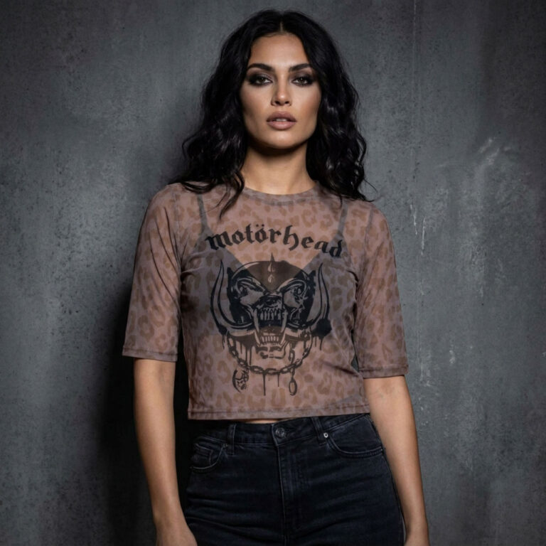 Motorhead Ladies Mesh Crop Top: Warpig Pink T-Shirt