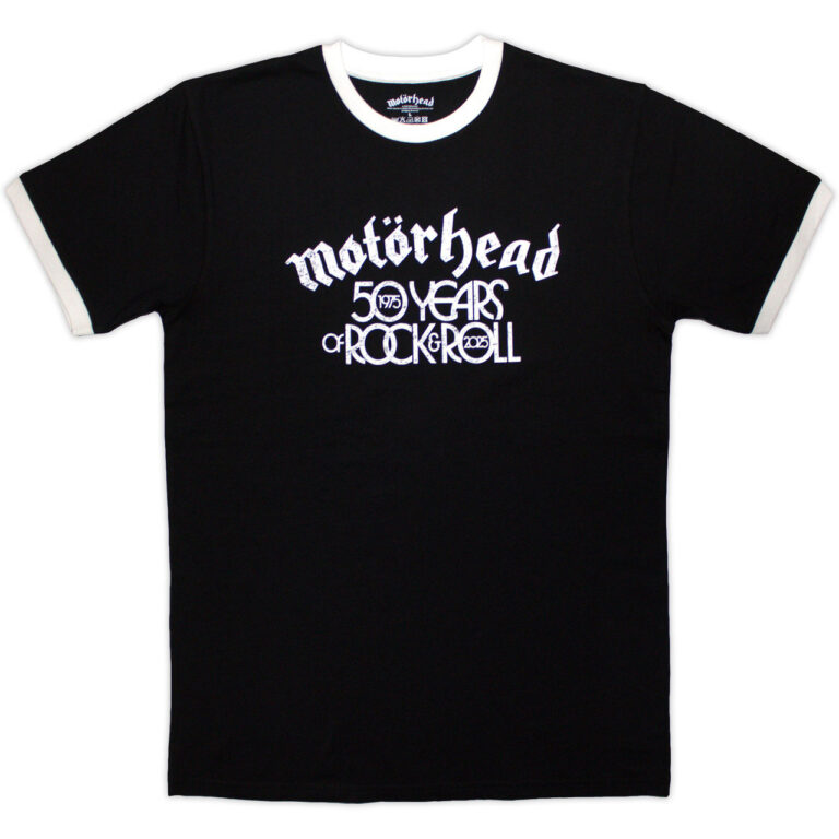 Motorhead 50 Years Text Lock Up Ringer Ringer T-Shirt