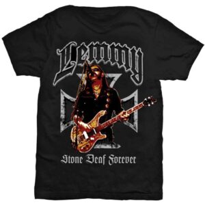 Lemmy Iron Cross Stone Deaf Forever Black T-Shirt