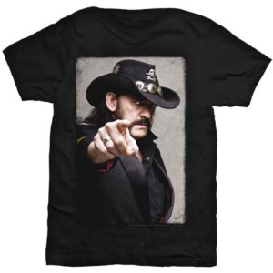 Lemmy Pointing Photo Black Back Print T-Shirt