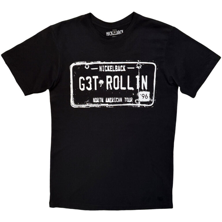 Nickelback Unisex Premium Carbon T-Shirt: Get Rollin’ Tour Black Back Print T-Shirt