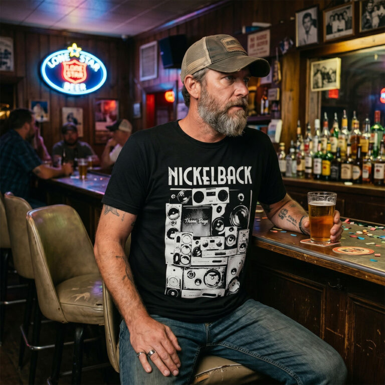 Nickelback Unisex Premium Carbon T-Shirt: Wall Speakers Black T-Shirt