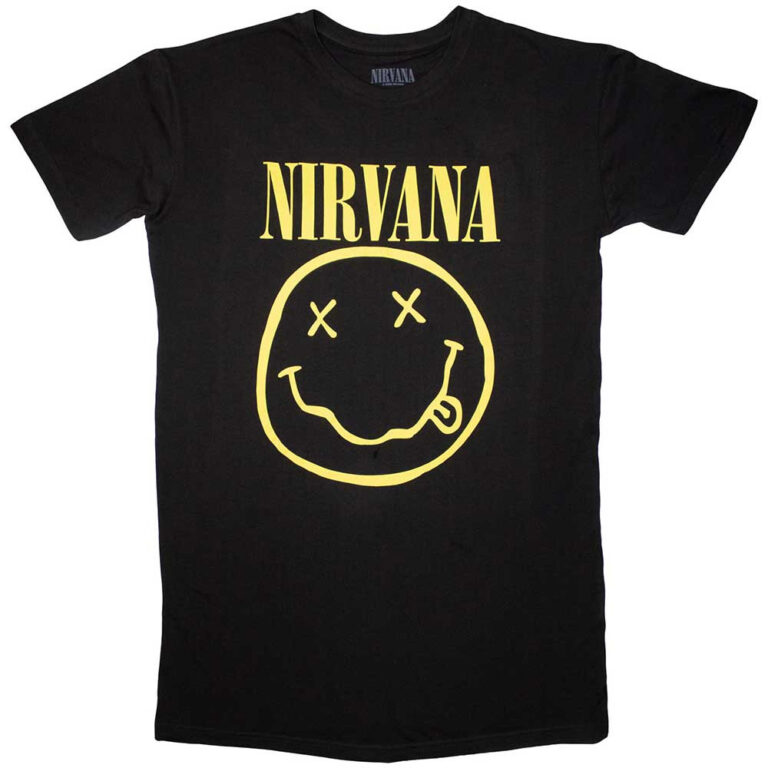 Nirvana Yellow Happy Face Ladies T-Shirt Dress
