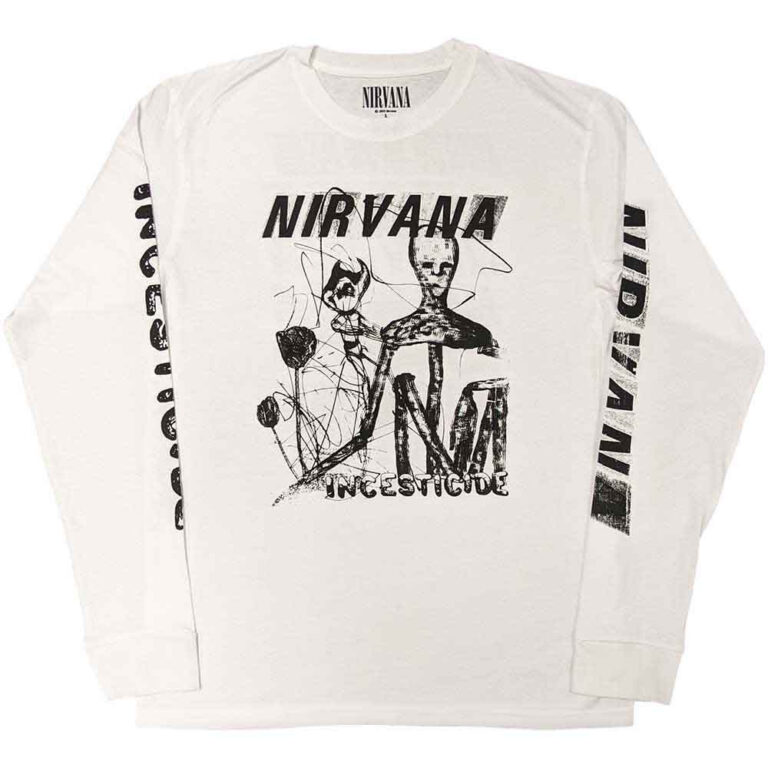 Nirvana Incesticide (White) (Back & Sleeve Print) Long Sleeve T-Shirt