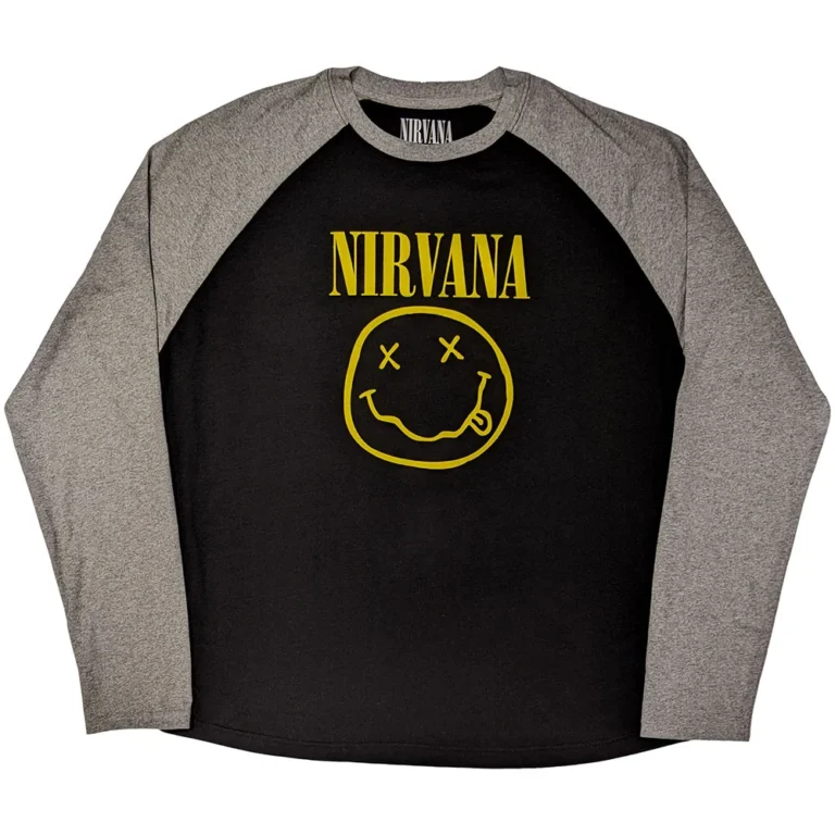 Nirvana Yellow Happy Face Raglan T-Shirt
