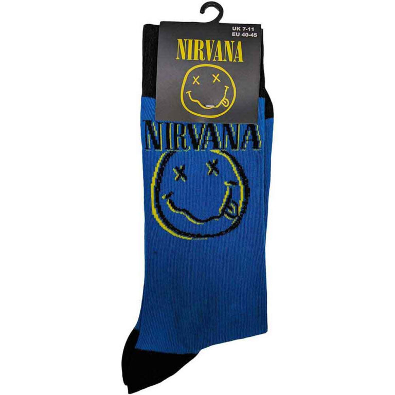 Nirvana Inverse Happy Face (Blue) (UK Size 7 – 11) Socks