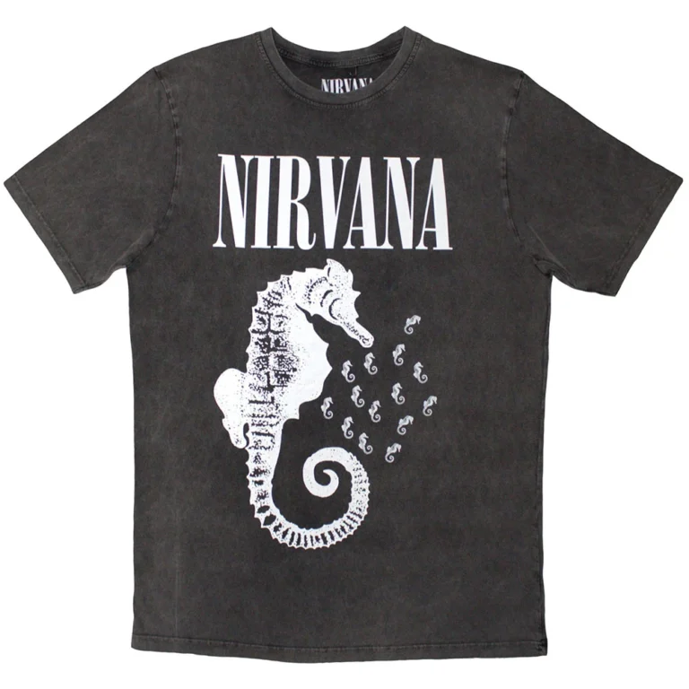 Nirvana Seahorse & Logo Mono T-Shirt