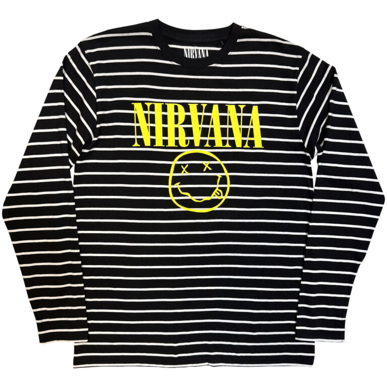 Nirvana Yellow Happy Face Striped Sweatshirt