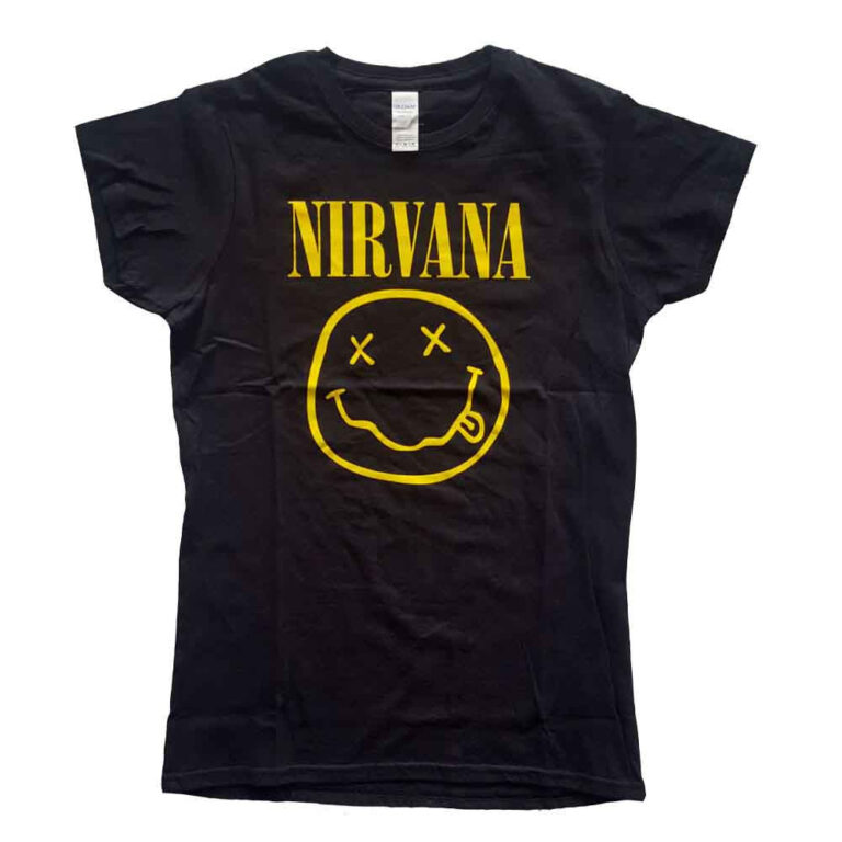 Nirvana Yellow Happy Face Ladies T-Shirt