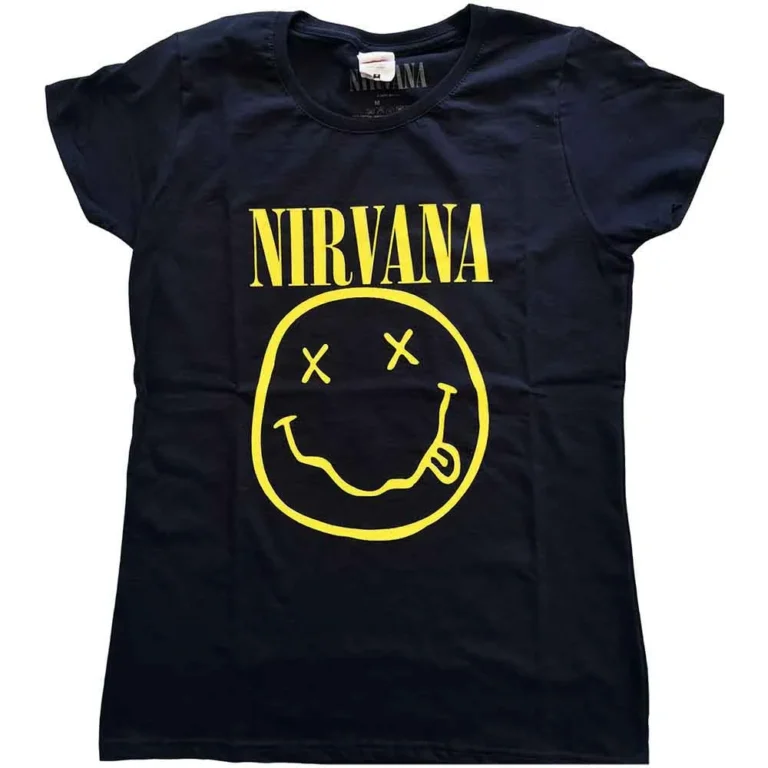 Nirvana Yellow Happy Face Ladies T-Shirt