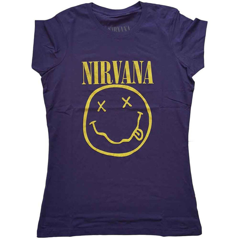 Nirvana Yellow Happy Face Ladies T-Shirt