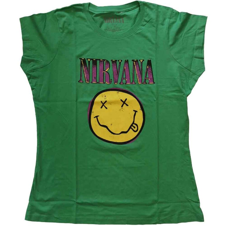 Nirvana Xerox Happy Face Pink Ladies T-Shirt