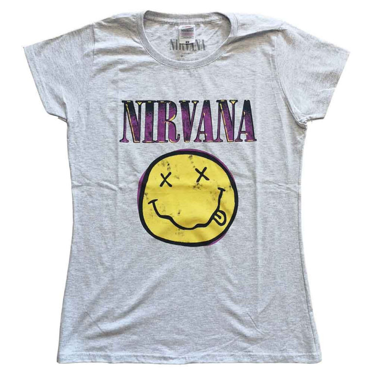 Nirvana Xerox Happy Face Pink Ladies T-Shirt
