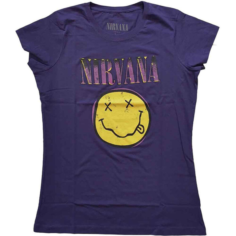 Nirvana Xerox Happy Face Pink Ladies T-Shirt