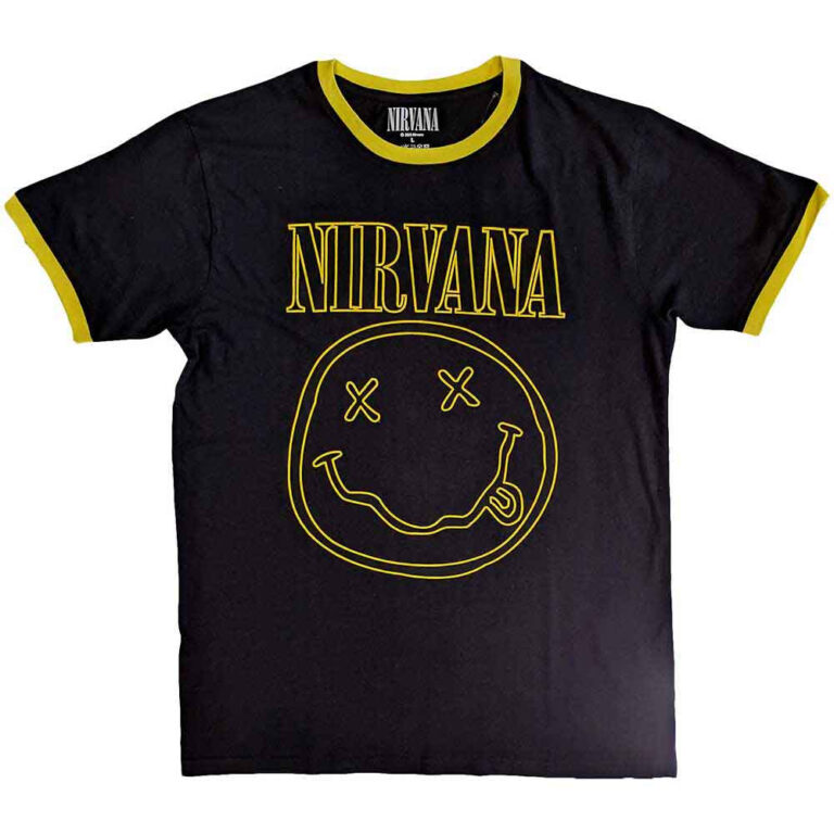 Nirvana Outline Happy Face Ringer T-Shirt