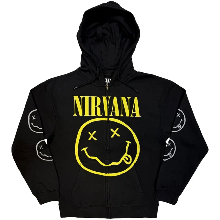 Nirvana Yellow Happy Face Zip Hoodie