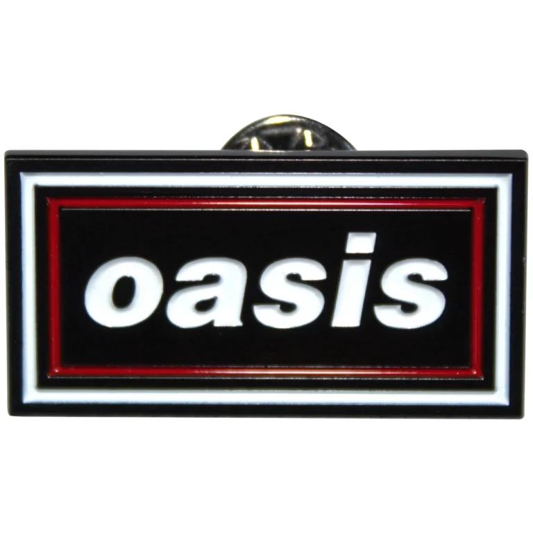 Oasis Decca Logo Red & Navy Retro Pin Badge