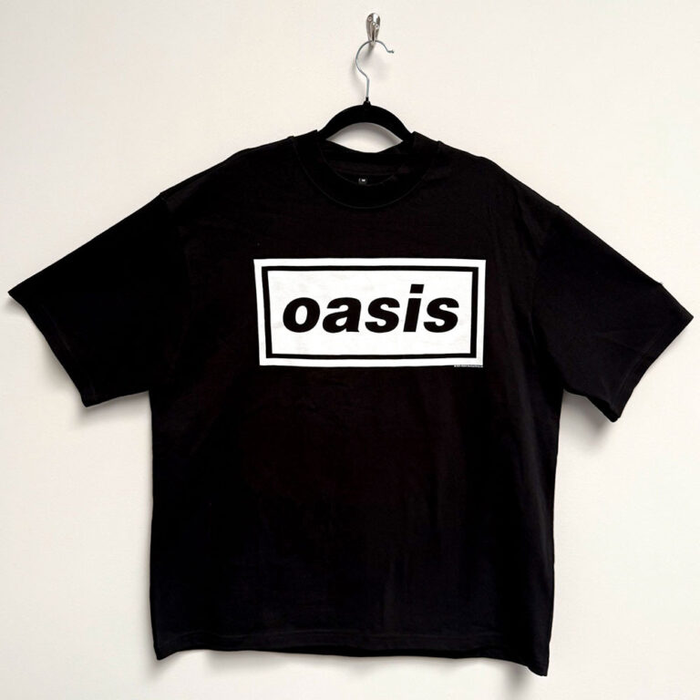 Oasis Unisex Oversized Boxy T-Shirt: Decca Logo Black T-Shirt