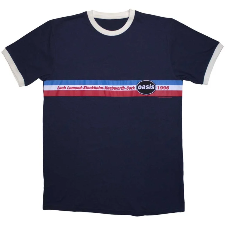 Oasis 1996 Tour Horizontal Stripes Ringer T-Shirt