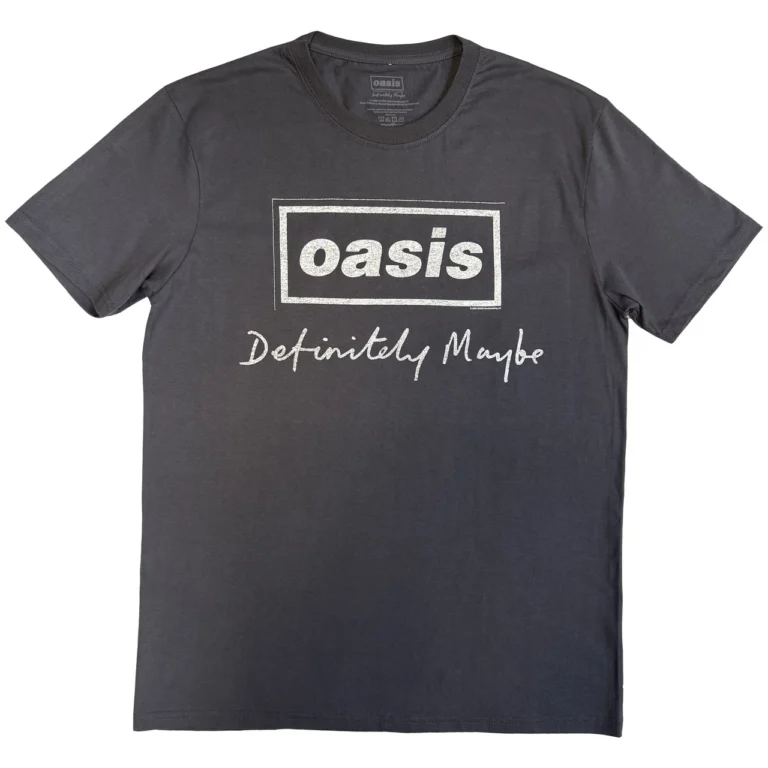 Oasis Definitely Maybe Distressed Text Logo T-Shirt