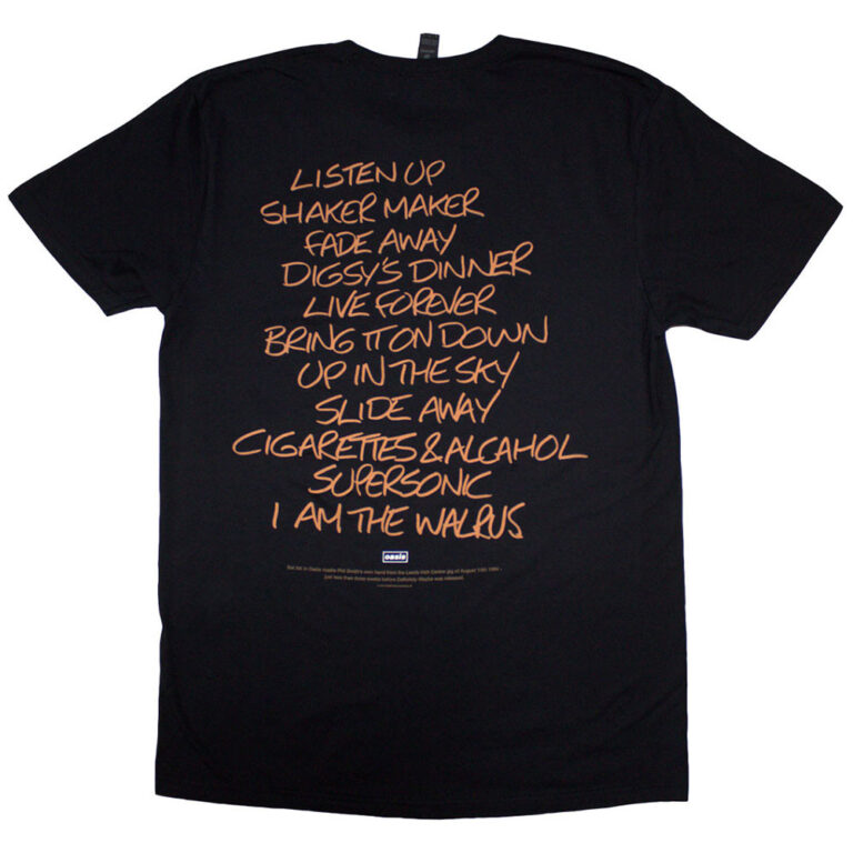 Oasis Definitely Maybe AAA Setlist T-Shirt