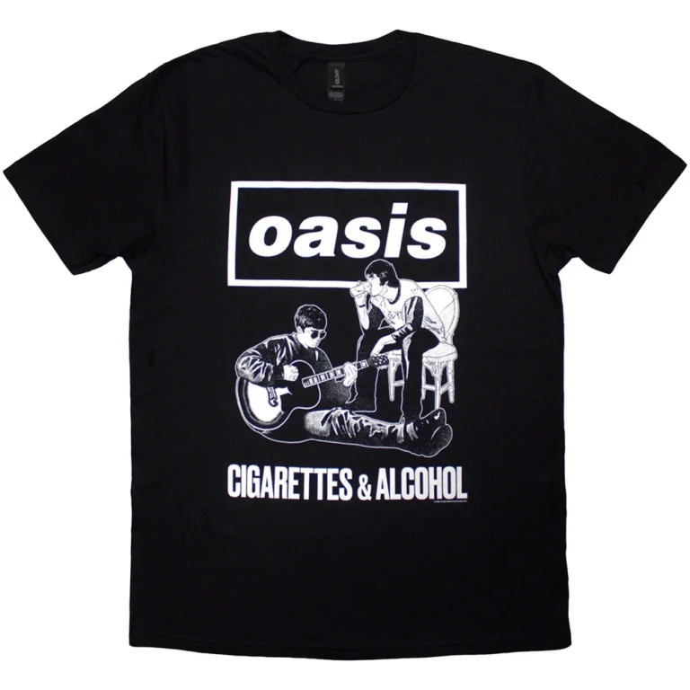 Oasis Cigarettes & Alcohol Illustration Mono T-Shirt