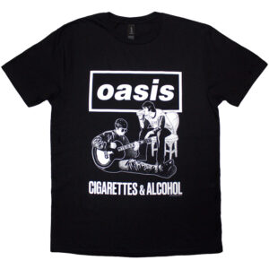 Oasis Cigarettes & Alcohol Illustration Mono Black T-Shirt