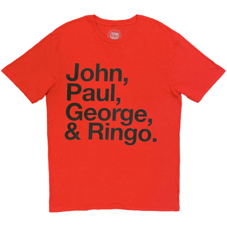The Beatles John, Paul, George & Ringo Red T-Shirt