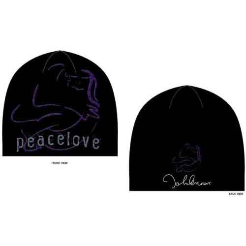 John Lennon Unisex Peace & Love Black Beanie Hat
