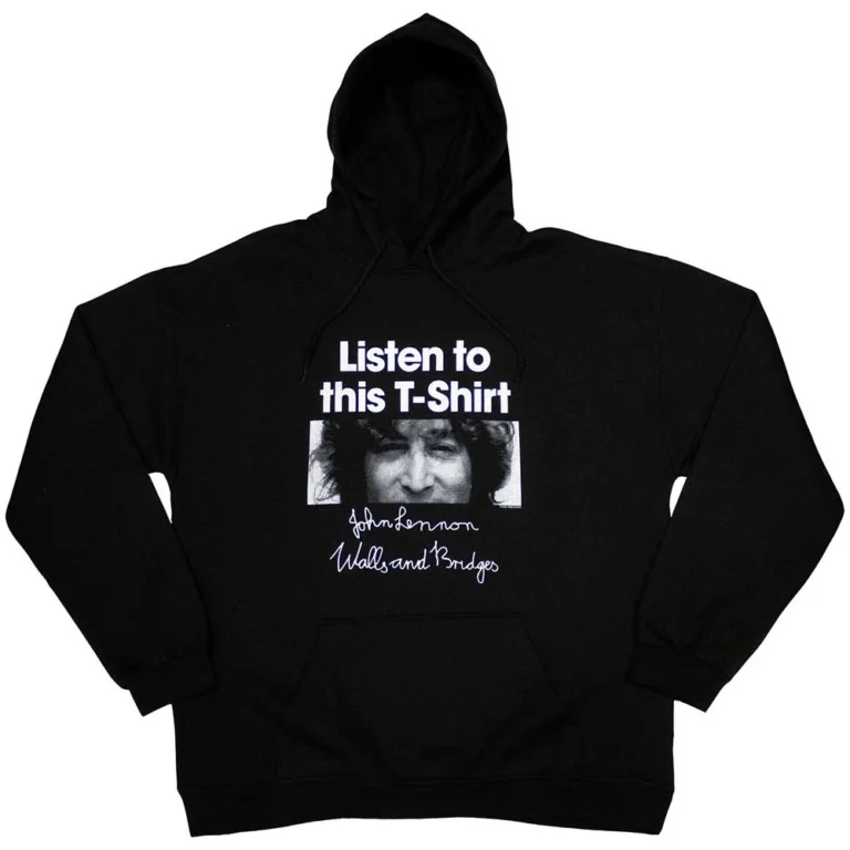 John Lennon Listen To This Black Pullover Hoodie