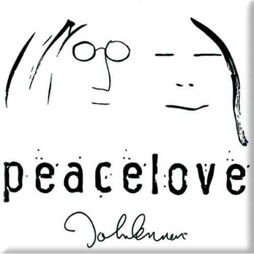 John Lennon Peacelove Black On White Fridge Magnet