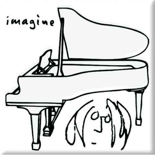 John Lennon Imagine Black On White Fridge Magnet