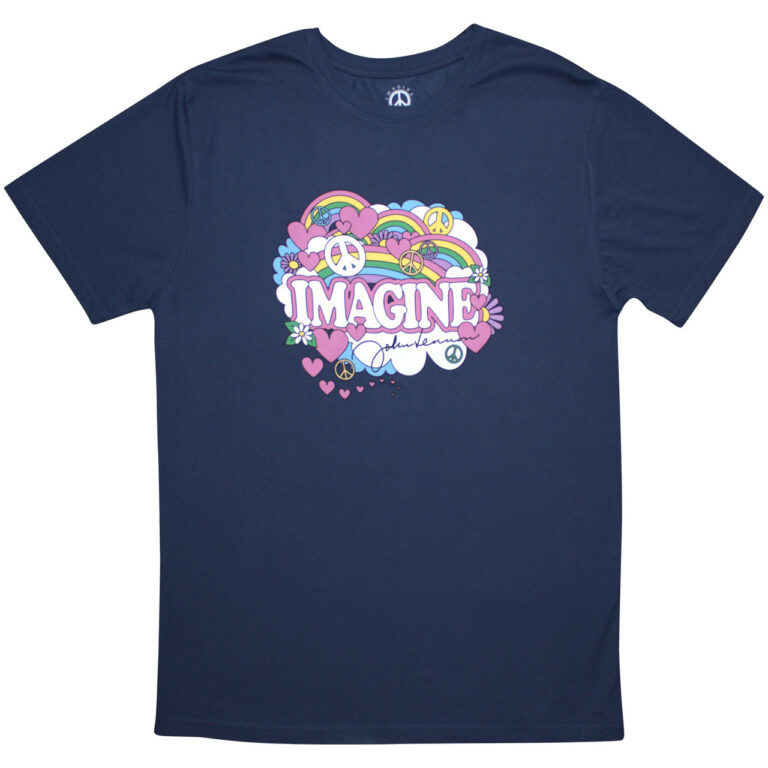 John Lennon Rainbows, Love & Peace Blue T-Shirt