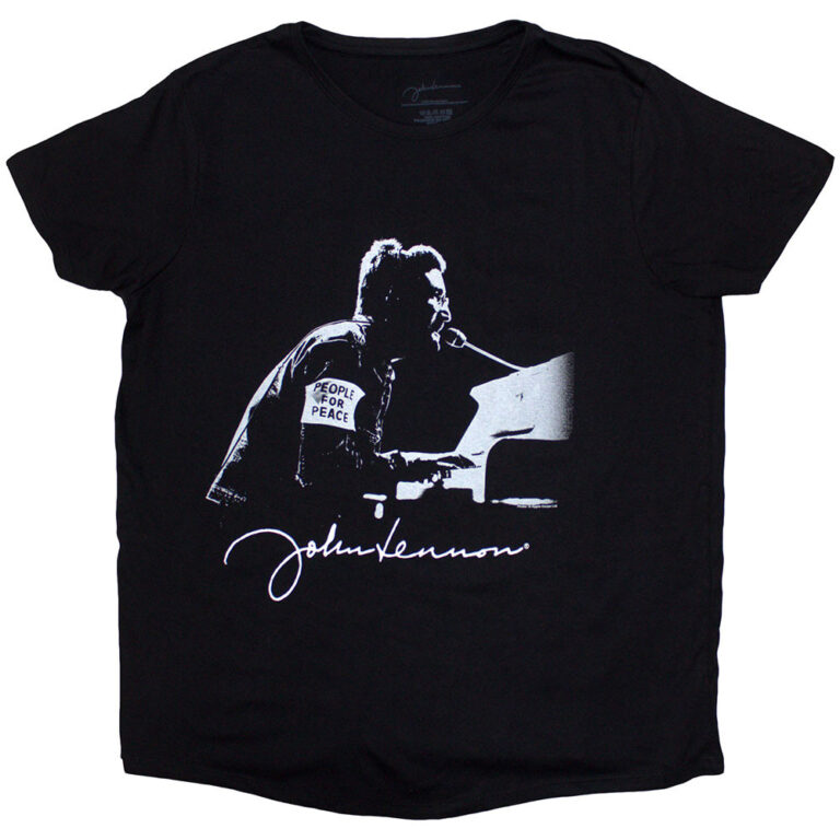 John Lennon People for Peace Black Ladies T-Shirt